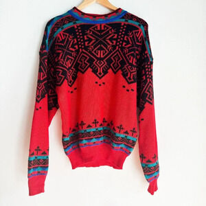 Vintage Obermayer Fairisle Ski Wool Blend Classic Sweater M